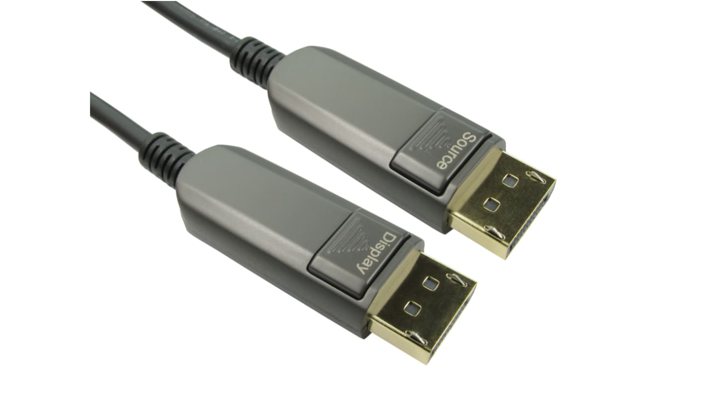 Cable Display Port negro RS PRO, con. A: DisplayPort macho, con. B: DisplayPort macho, long. 20m
