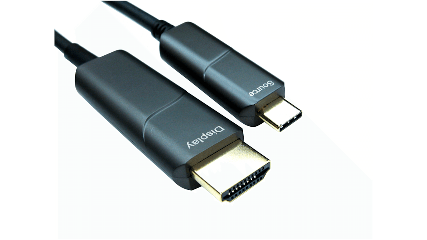 Cable USB 3.1 RS PRO, con A. USB C Macho, con B. HDMI Macho, long. 20m, color Negro