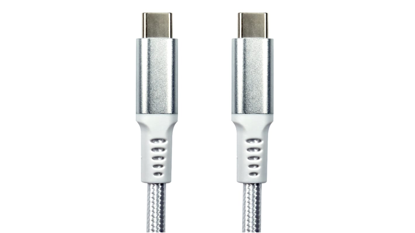 Cavo USB RS PRO USB C/USB C, L. 1m, col. Bianco