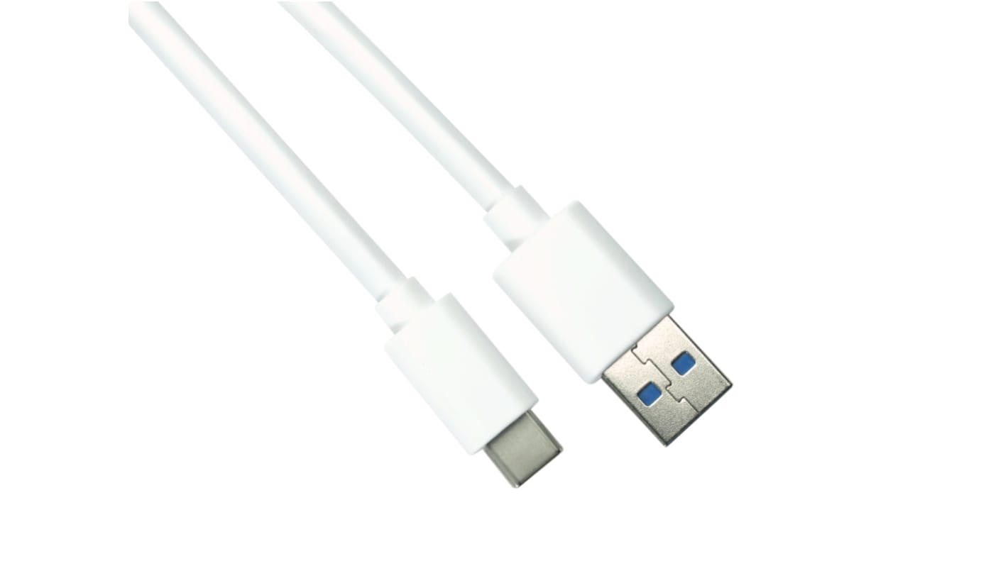 Câble USB RS PRO USB C vers USB A, 1m, Blanc