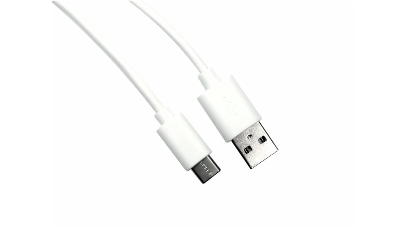 Cable USB 2.0 RS PRO, con A. USB C Macho, con B. USB A Macho, long. 1m, color Blanco
