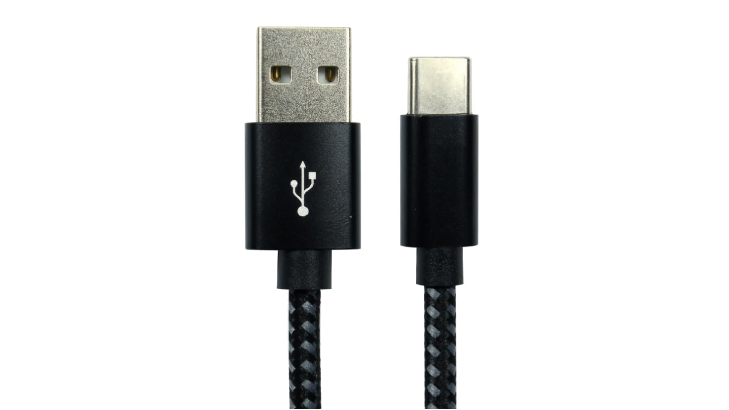 Cavo USB RS PRO USB C/USB A, L. 1.8m, col. Nero