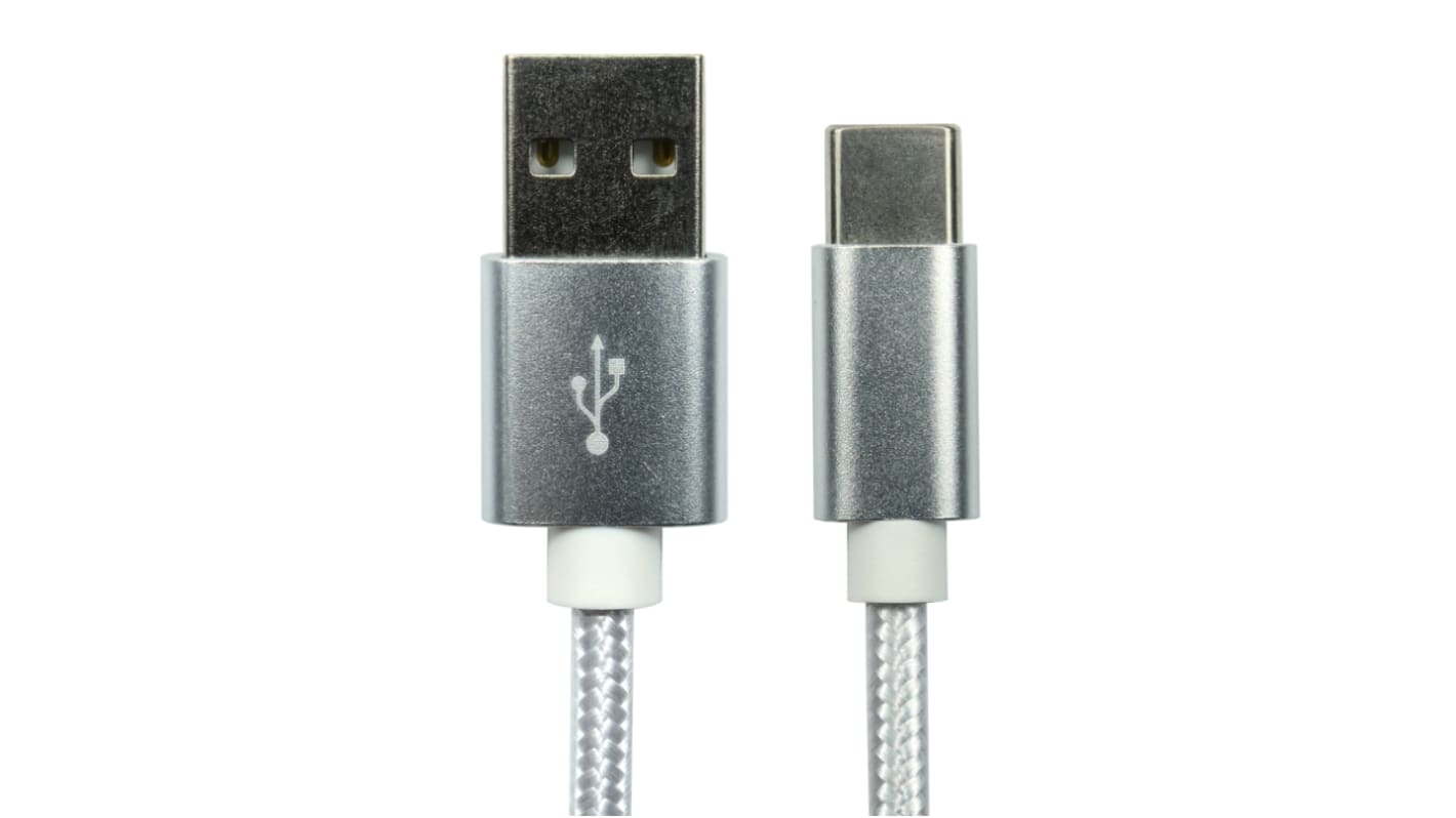 RS PRO USB 2.0 Cable, Male USB C to Male USB A Cable, 1.8m