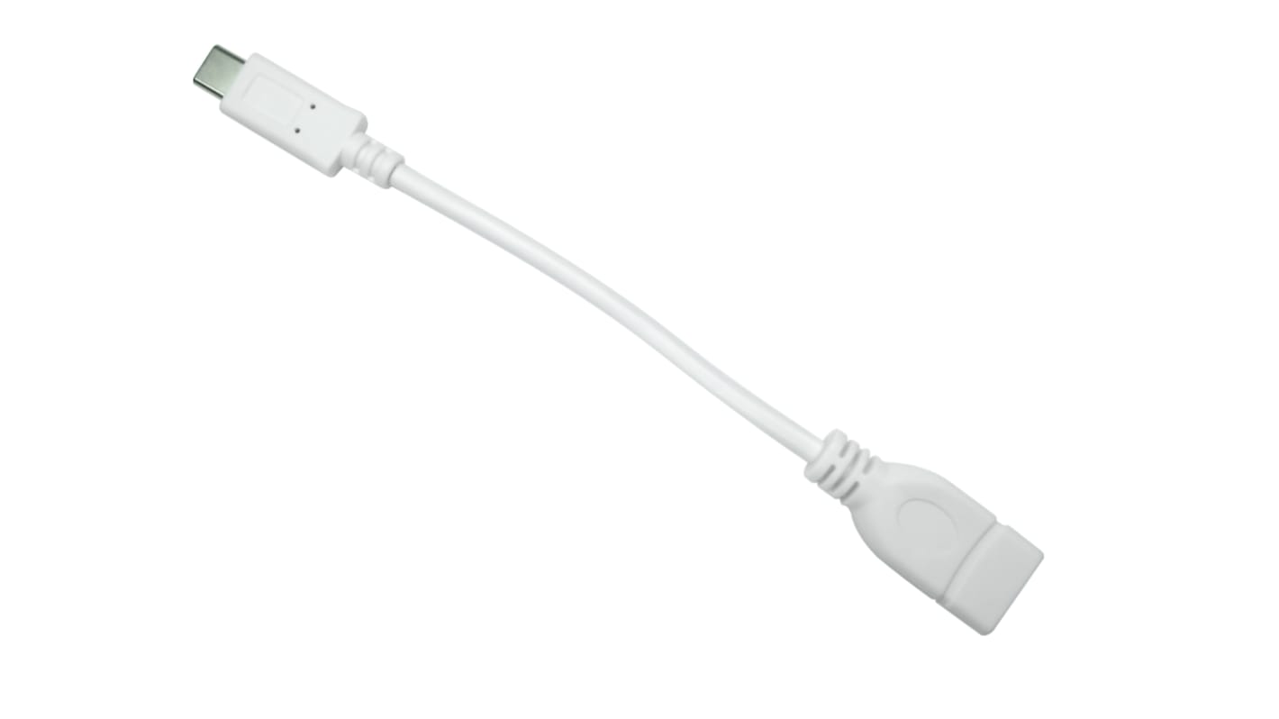 Câble USB RS PRO USB C vers USB A, 150mm, Blanc