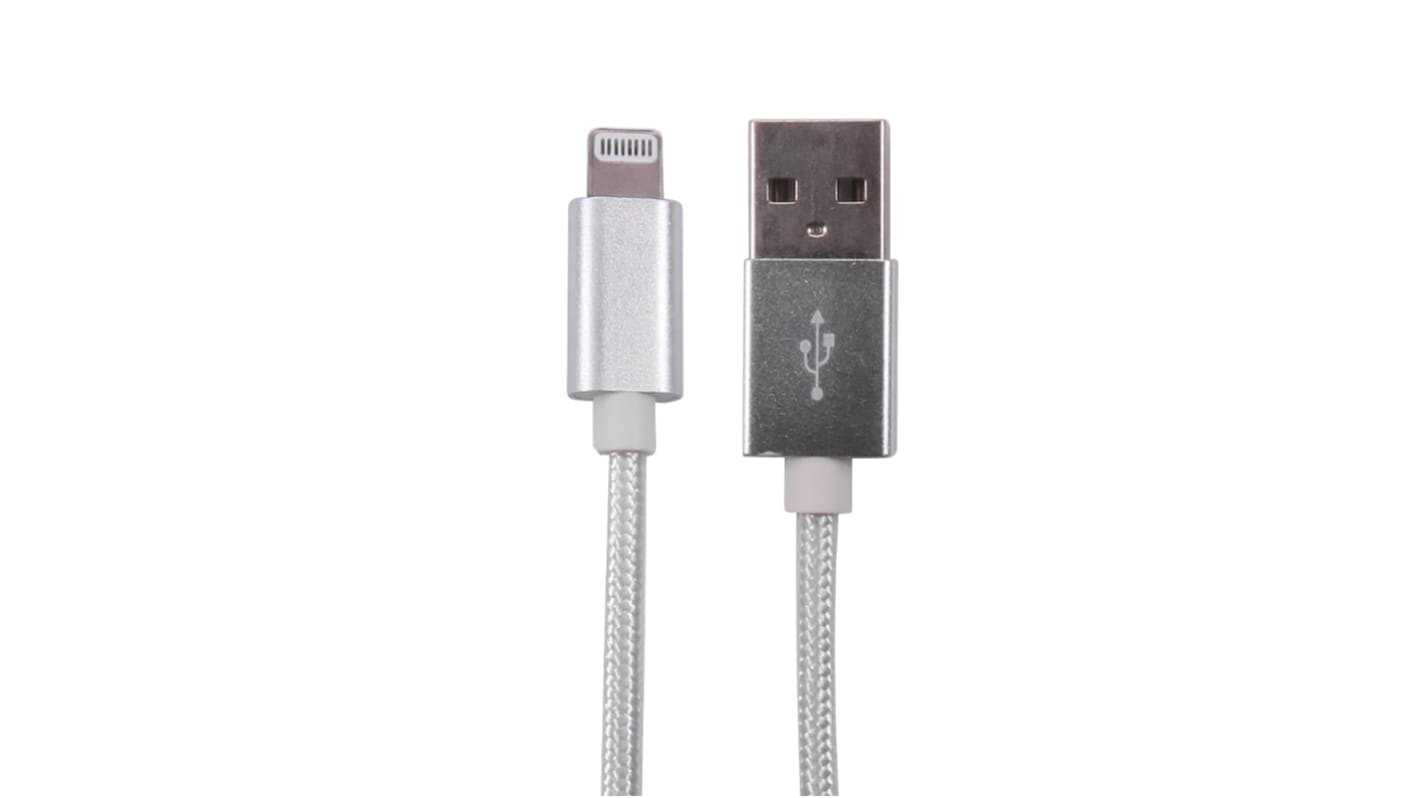 RS PRO USB 2.0 Cable, Male USB A to Male Lightning  Cable, 1m