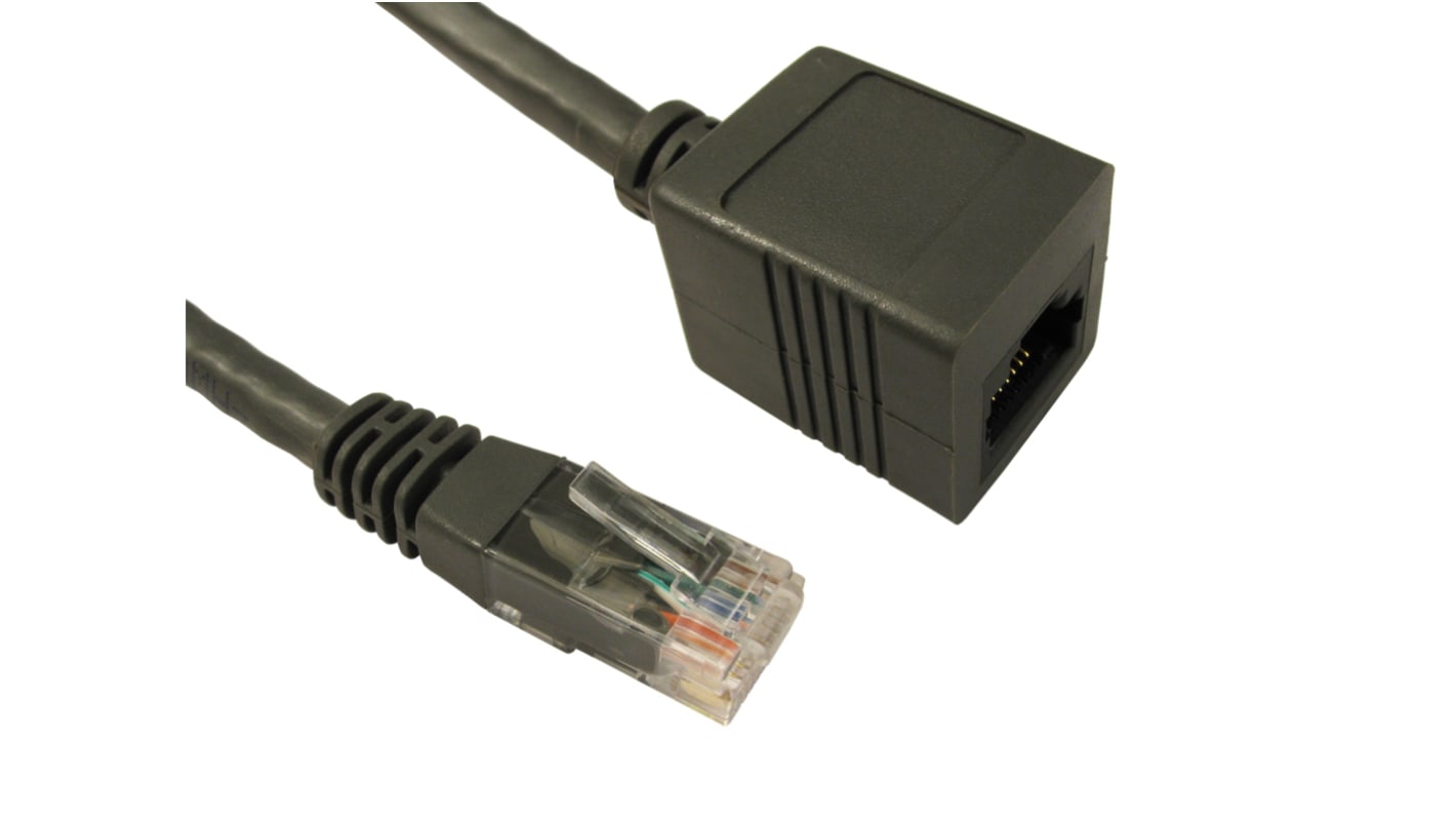 RS PRO Cat6 Straight Male RJ45 to Straight Female RJ45 Ethernet Cable, UTP, Grey PVC Sheath, 10m