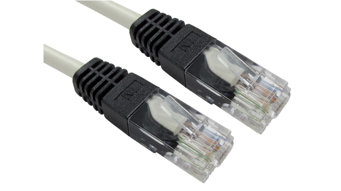 RS PRO Cat5e Straight Male RJ45 to Straight Male RJ45 Ethernet Cable, UTP, Grey PVC Sheath, 1m