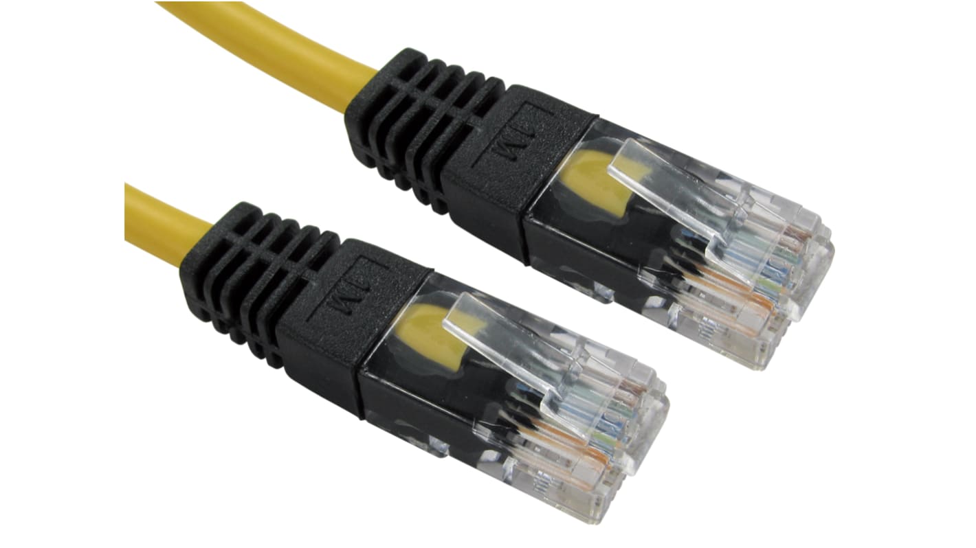 RS PRO Cat5e Straight Male RJ45 to Straight Male RJ45 Cable, UTP, Yellow PVC Sheath, 3m