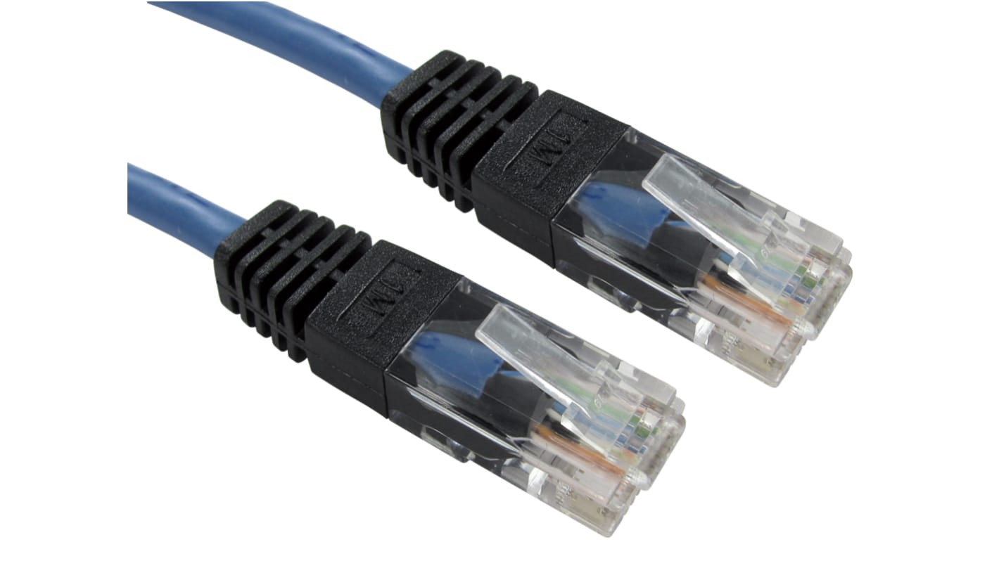 RS PRO Cat5e Straight Male RJ45 to Straight Male RJ45 Ethernet Cable, UTP, Blue PVC Sheath, 5m