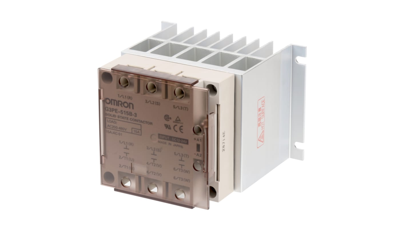 Relais statique Omron G3PE-225B-2 12-24VDC, 25 A, Montage sur châssis, 264 V c.a.