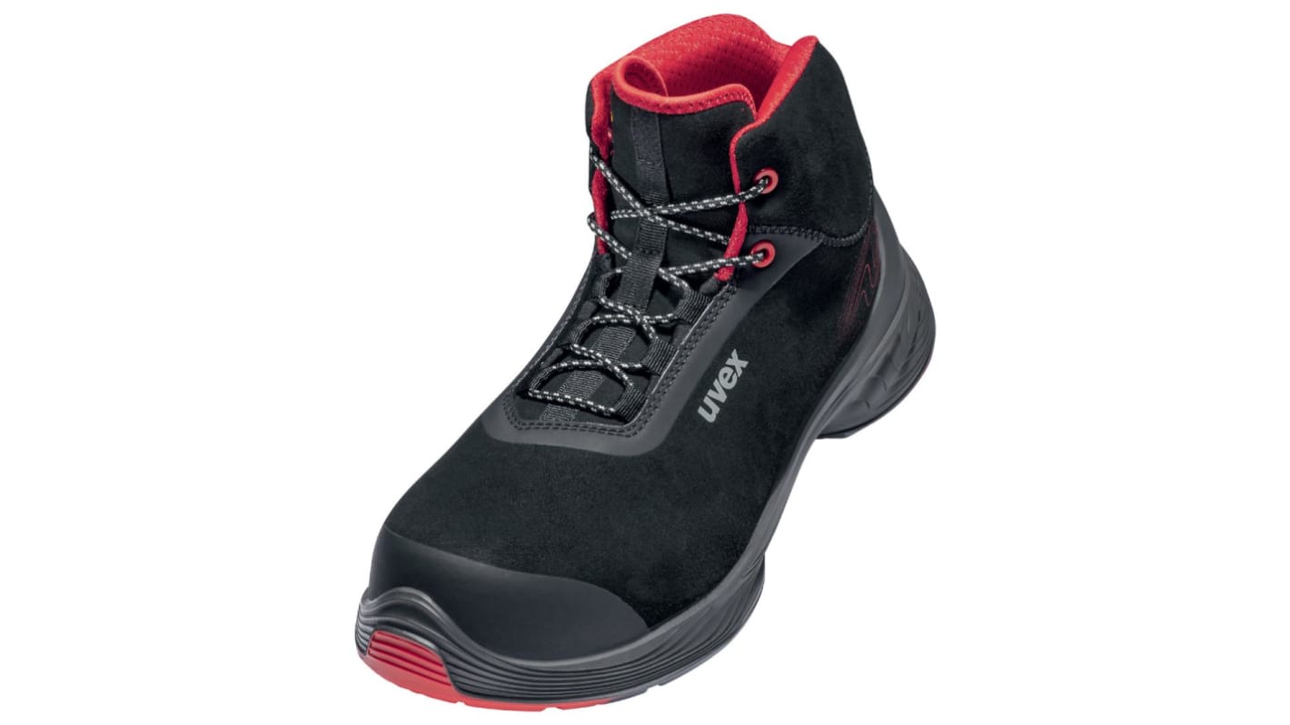 Uvex 68392 Black, Red ESD Safe Composite Toe Capped Unisex Safety Boots, UK 3.5, EU 36