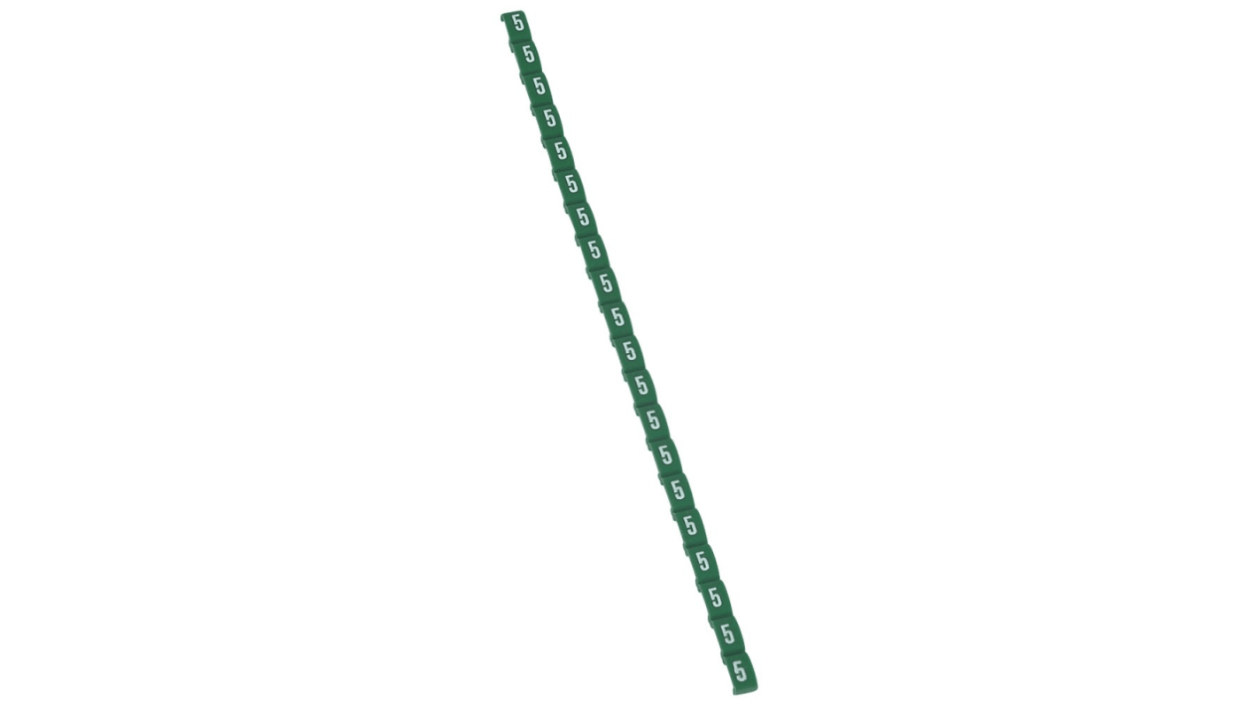 Legrand Clip On Cable Marker, White on Green, Pre-printed "5", for Cable