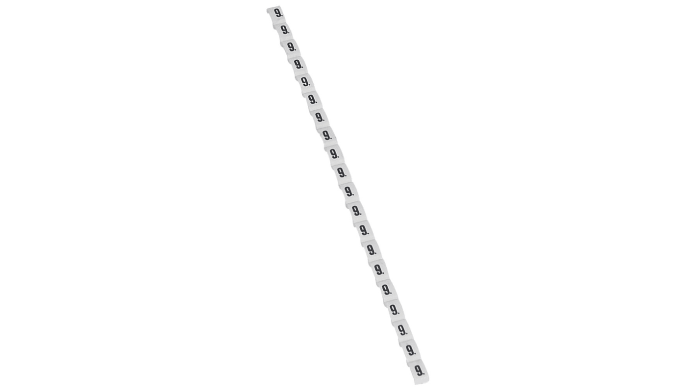 Legrand Kabelmarkierung für Kabel, aufsteckbar, Beschriftung: 9, Schwarz auf Weiß
