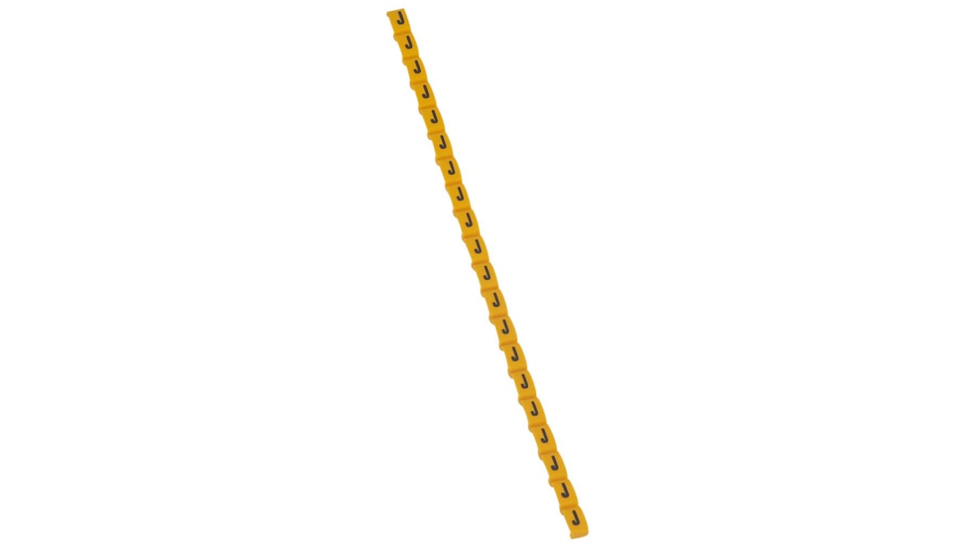 Legrand Clip On Cable Marker, Black on Yellow, Pre-printed "J", for Cable