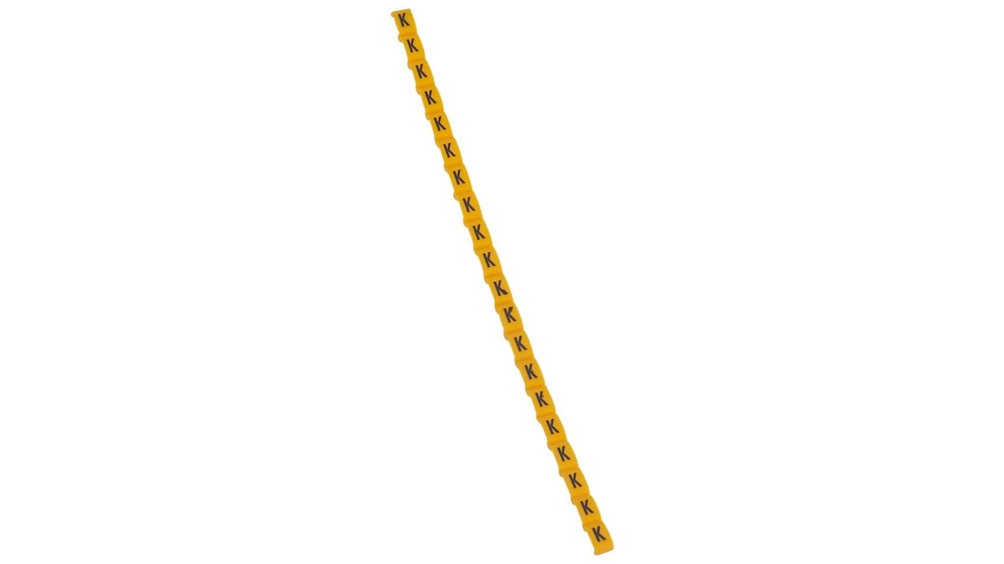 Legrand Clip On Cable Marker, Black on Yellow, Pre-printed "K", for Cable