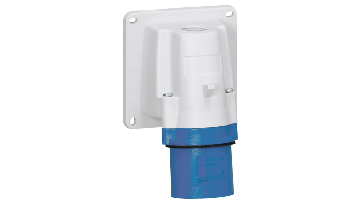 Legrand, P 17 Tempra Pro IP44 Blue 2P+E Angled Industrial Power Plug, Rated At 16A, 250 V No