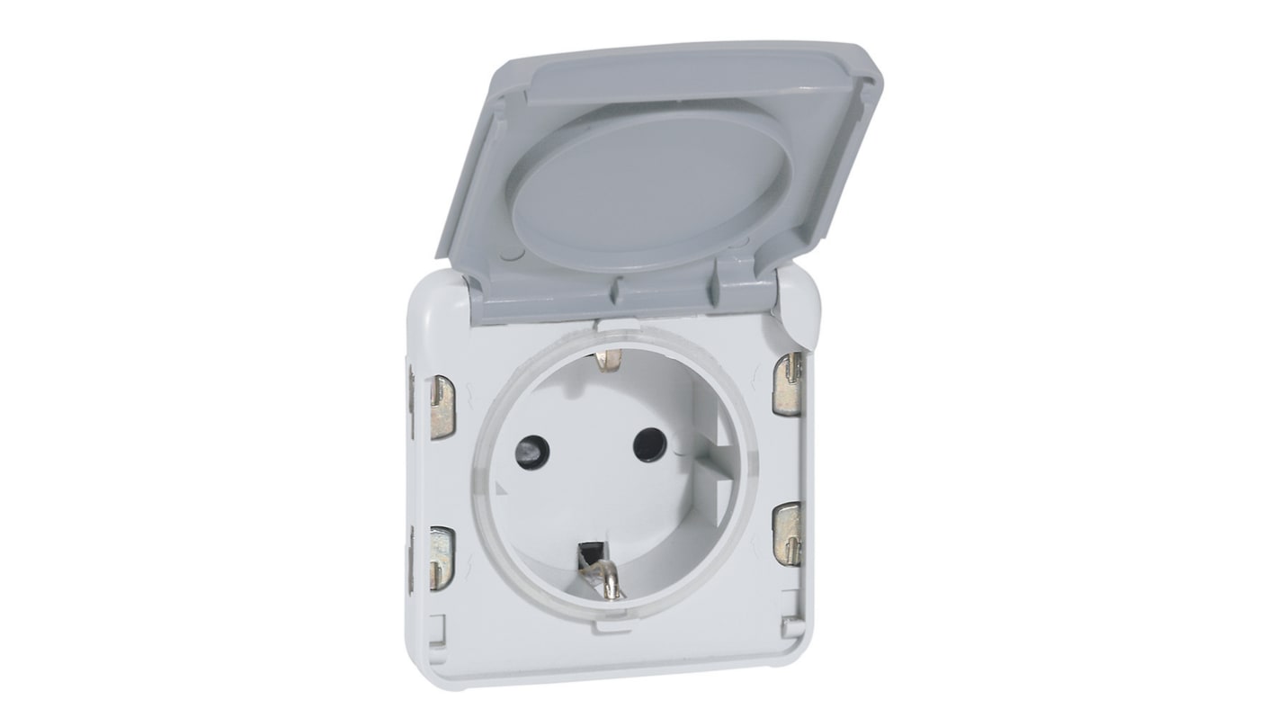 Toma eléctrica Legrand, Gris, sin interruptor Interior, 16A