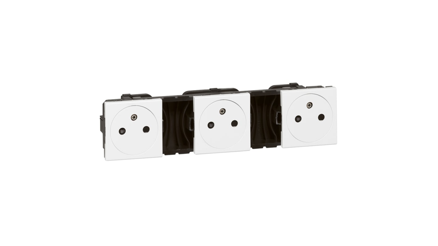 Legrand White 3 Gang Electrical Socket, 2 Poles, 16A