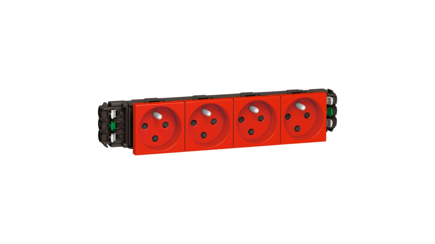 Legrand Red 4 Gang Plug Socket, 16A, Indoor Use
