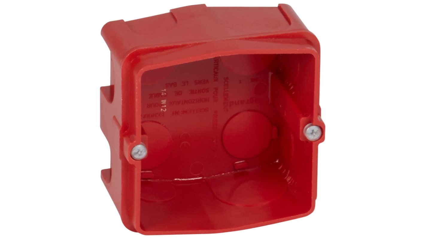 0 801 85 Legrand Red Plastic Back Box, IP20, 1 Gangs, 87 x 86 x 50mm RS