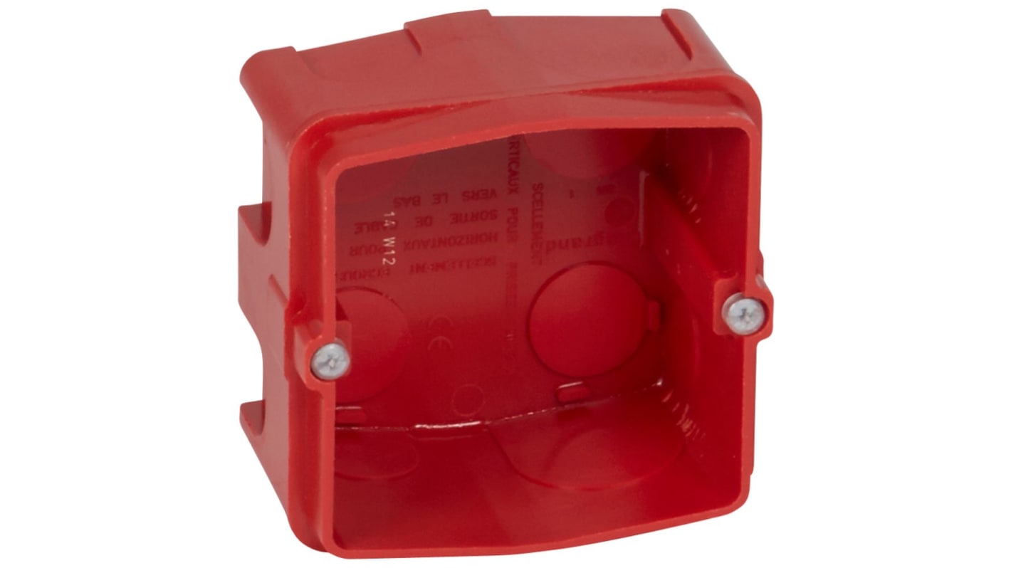 Legrand Red Plastic Back Box, IP20, 1 Gangs, 87 x 86 x 50mm