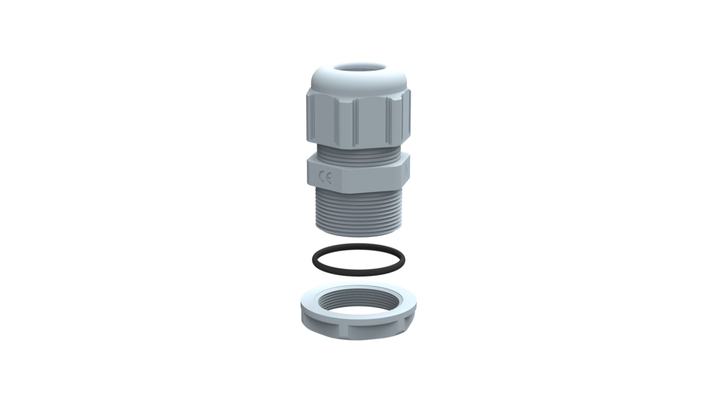 Legrand Grey Plastic Cable Gland, M12 Thread, 3mm Min, 6.5mm Max, IP68