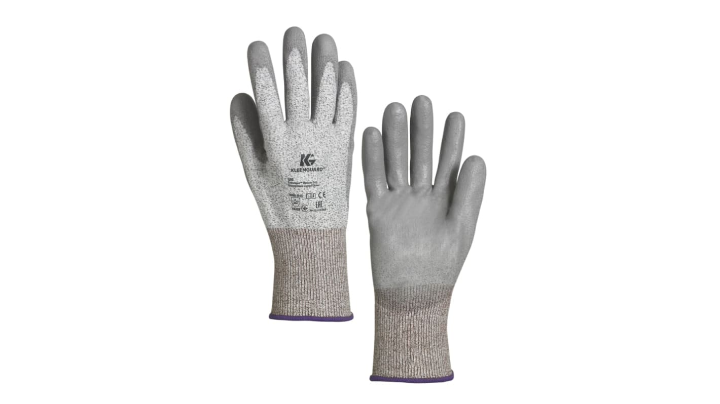 Kimberly Clark G60 Grey HPPE Cut Resistant Gloves, Size 8, Polyurethane Coating