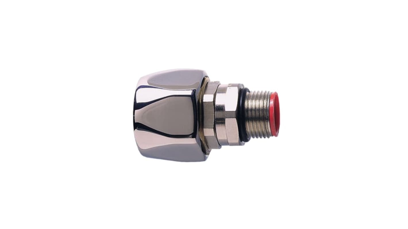 ABB Straight-Swivel External Thread, Conduit Fitting, 16mm Nominal Size, M16, Nickel Plated Brass, Metallic