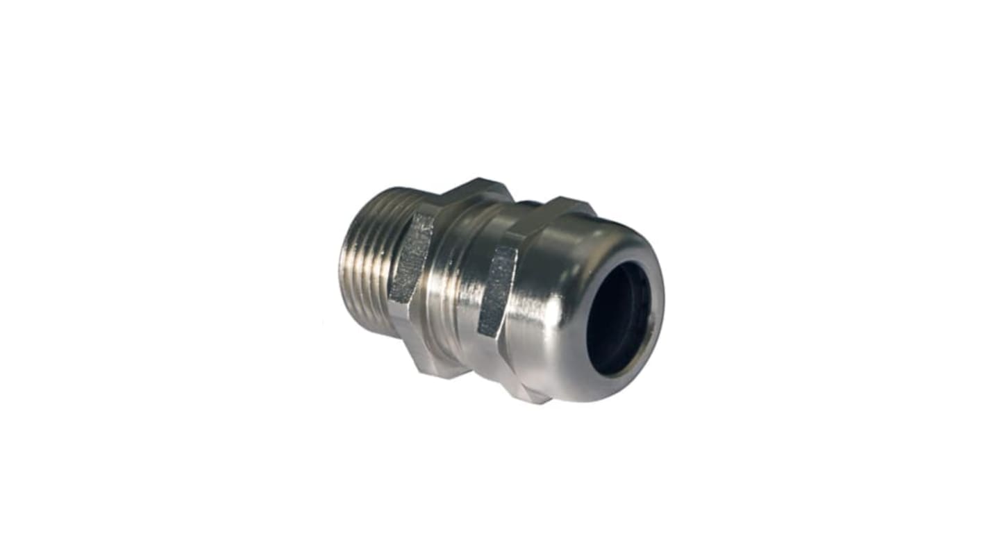 ABB Glands Series Metallic Nickel Plated Brass Cable Gland, M12 Thread, 3mm Min, 6.5mm Max, IP66, IP68, IP69