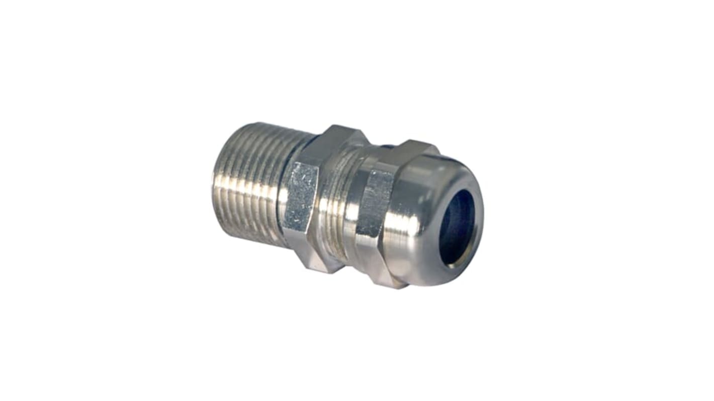 ABB Glands Series Metallic Nickel Plated Brass Cable Gland, M20 Thread, 4mm Min, 12mm Max, IP66, IP68, IP69