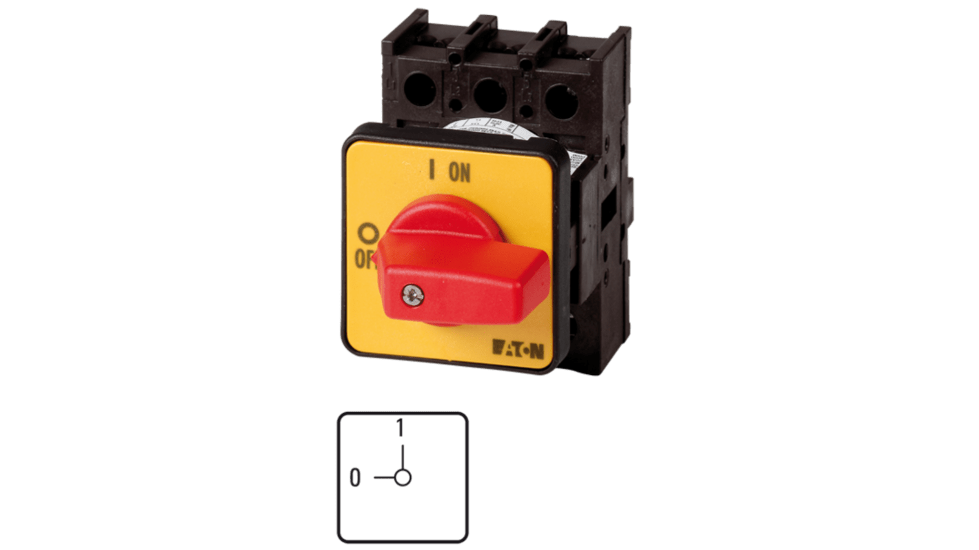 Eaton 3 Pole Flush Mount Isolator Switch - 25A Maximum Current, 11kW Power Rating, IP65 (Front)