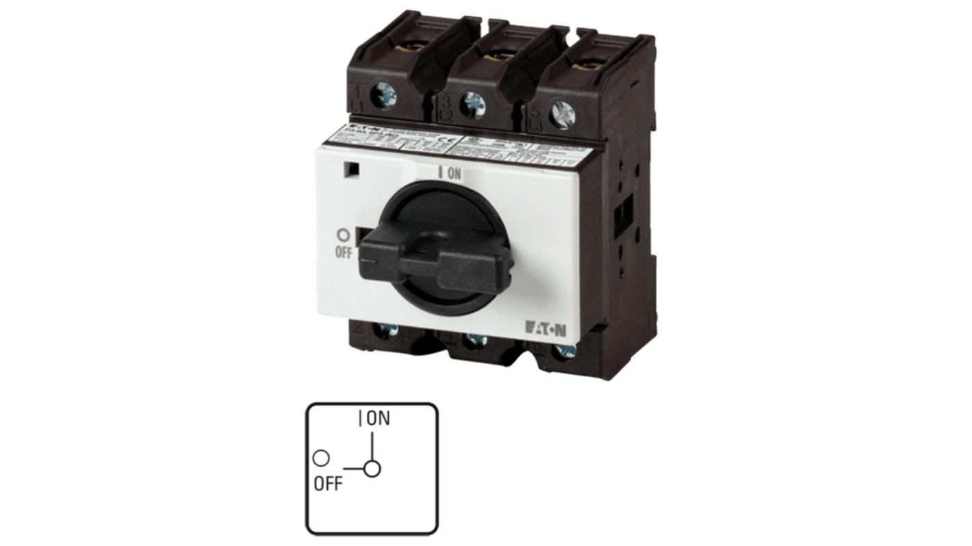 Eaton 3 Pole Panel Mount Isolator Switch - 63A Maximum Current, 30kW Power Rating, IP30 (Front)