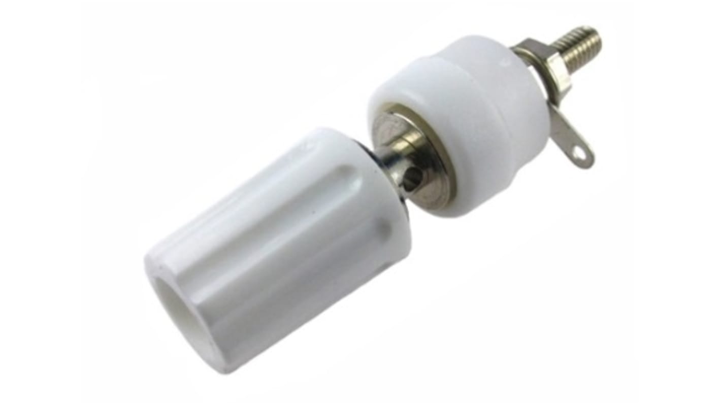 Polo terminale RS PRO 4BA, Ø foro 2mm, 60V cc, 15A, col. Bianco