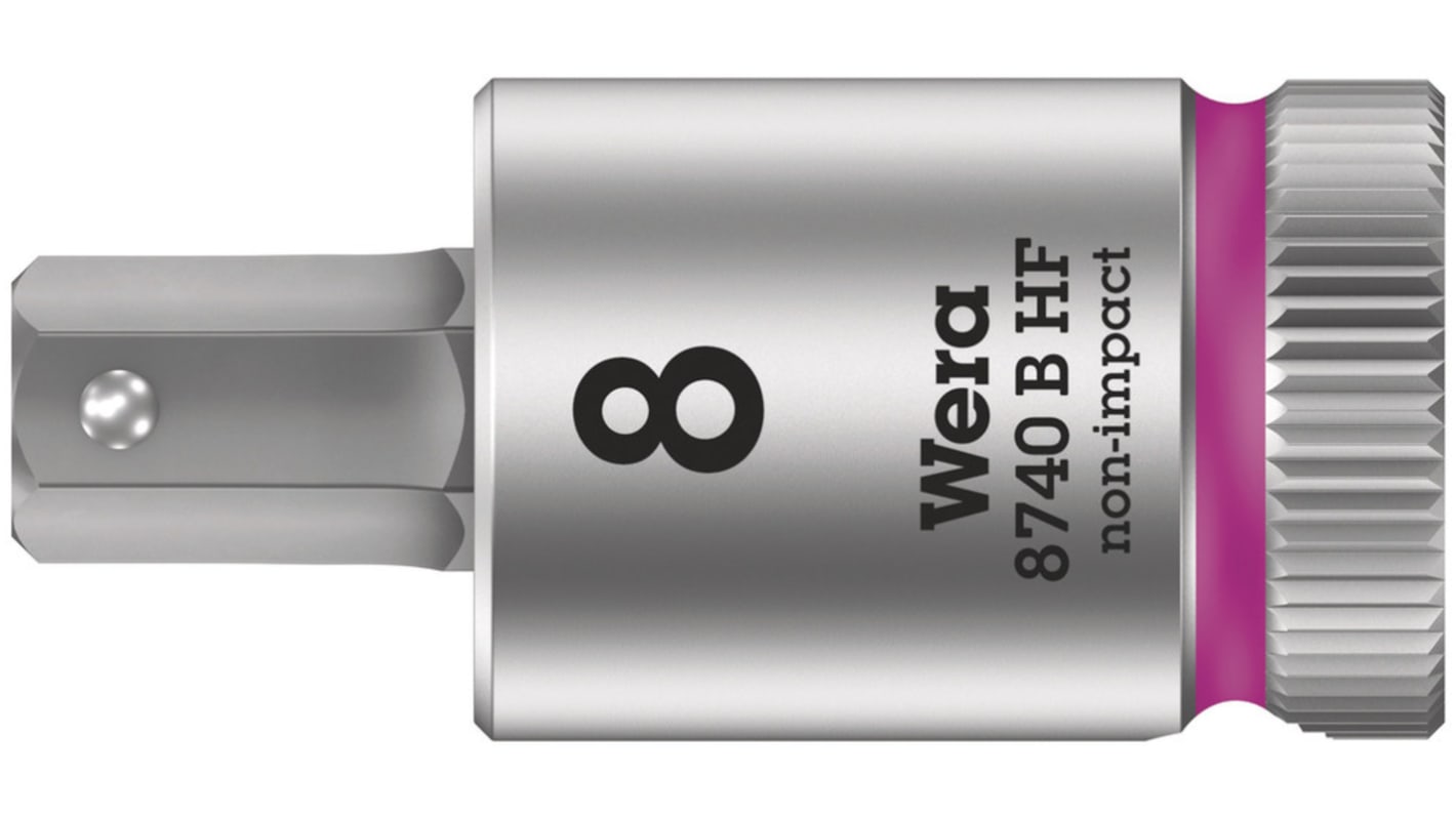 Wera 3/8 in Drive Bit Socket, Hex Bit, 6mm, 102 mm Overall Length