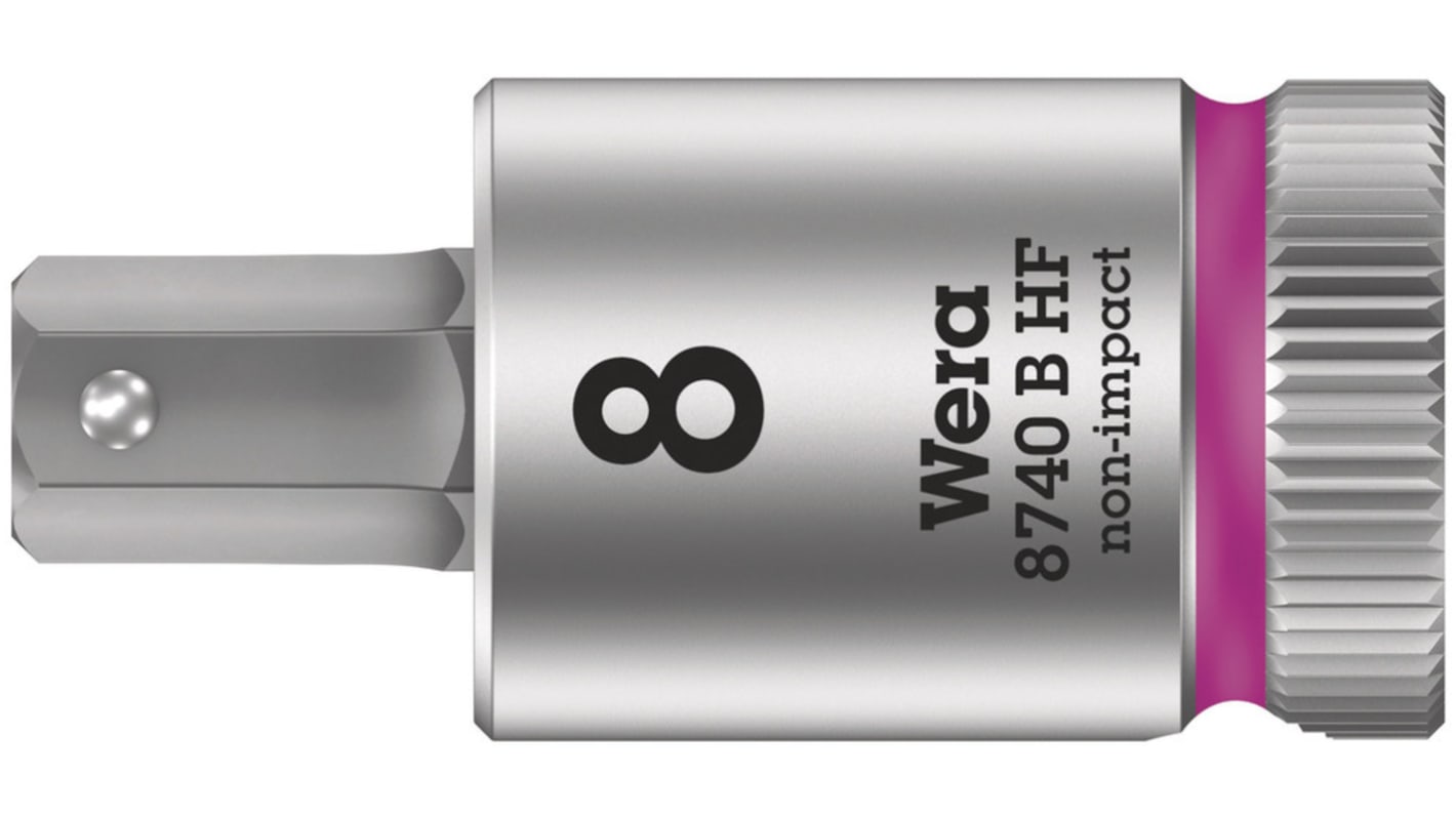 Wera 3/8 in Drive Bit Socket, Hex Bit, 1/8in, 102 mm Overall Length