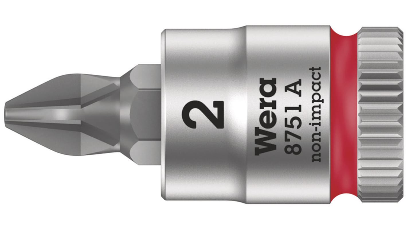 Wera 1/4 in Drive Bit Socket, Phillips Bit, PH1, 100 mm Overall Length