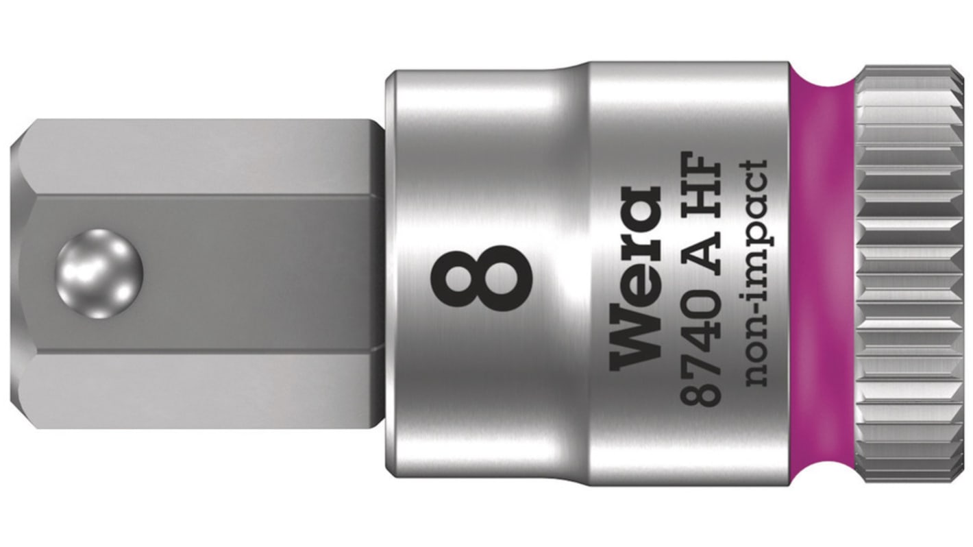 Wera 1/4 in Drive Bit Socket, Hex Bit, 9/64in, 95 mm Overall Length