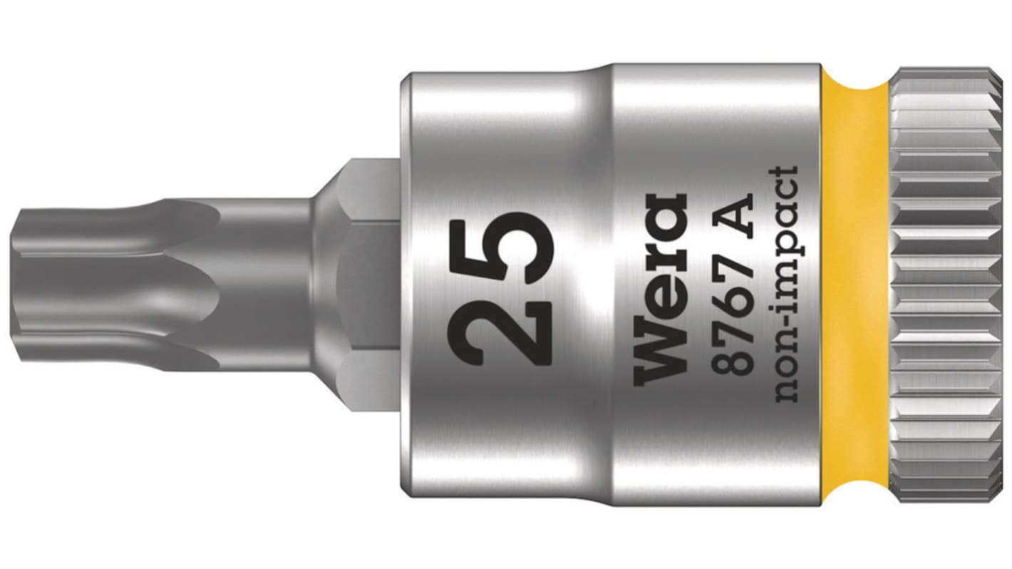 Wera 1/4 in Drive Bit Socket, Torx Bit, T25, 100 mm Overall Length