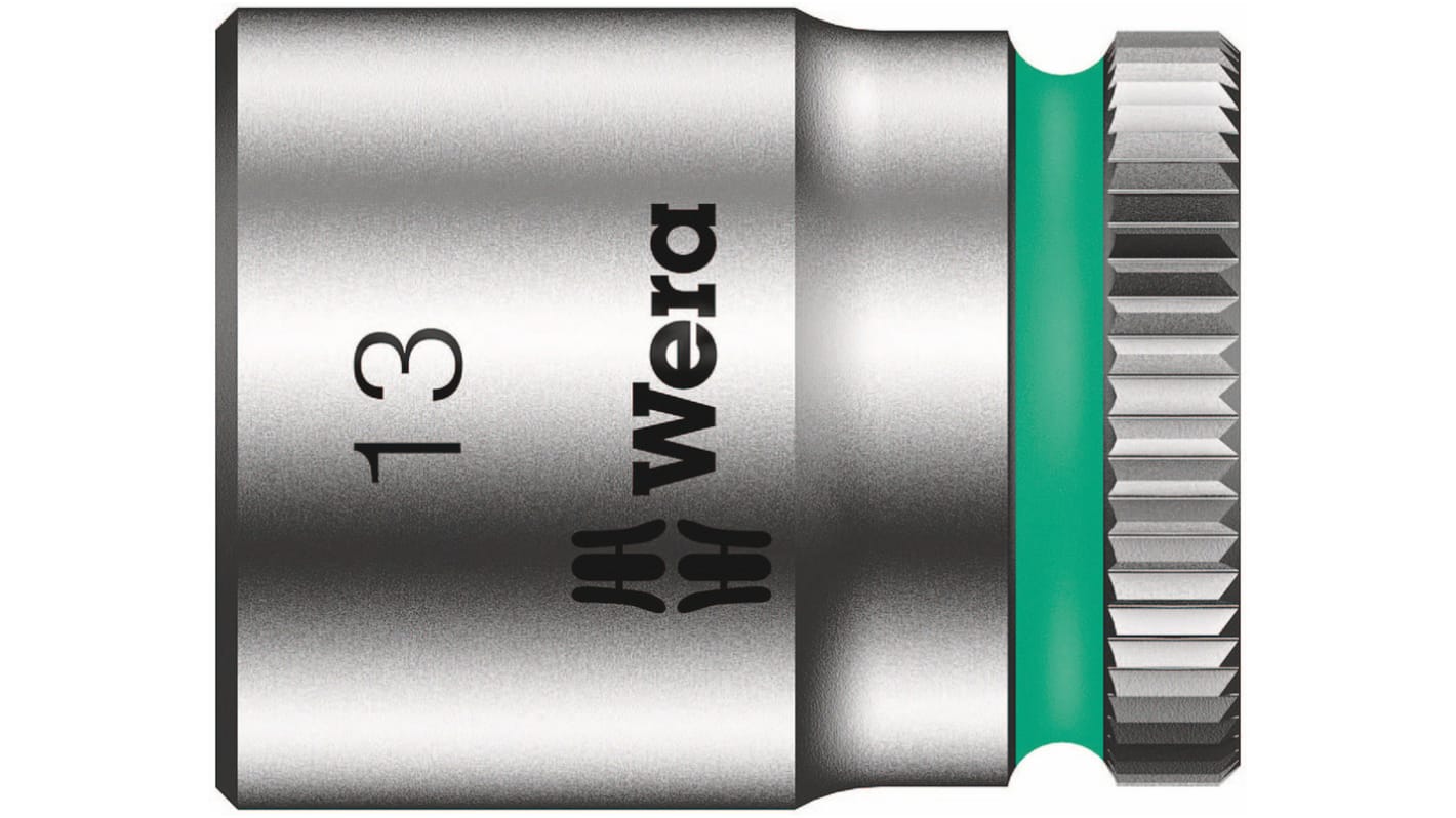 Wera 1/4 in Drive 23mm Standard Socket, 6 point, 90 mm Overall Length