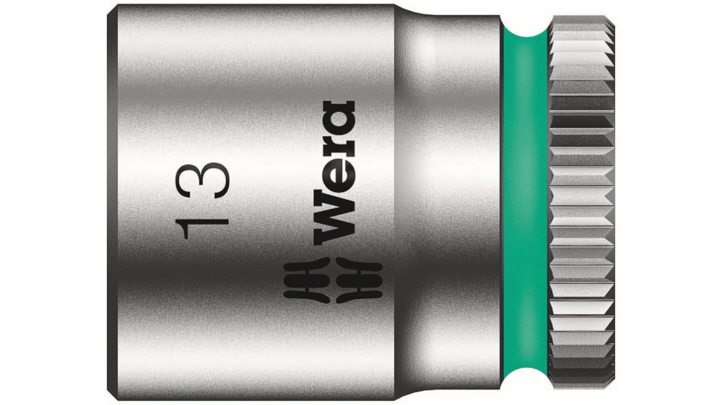Wera 1/4 in Drive 7/16in Standard Socket, 6 point, 23 mm Overall Length