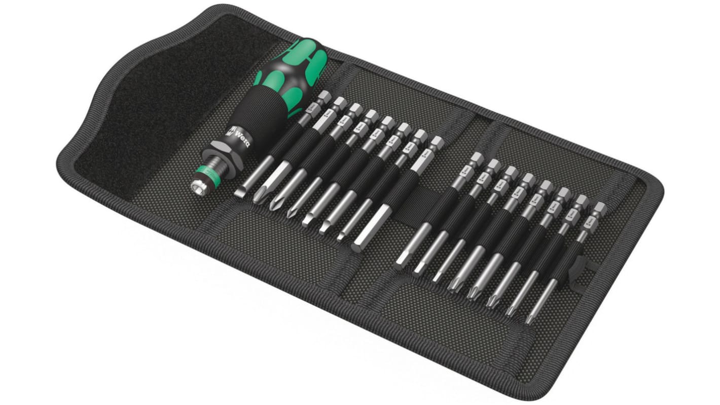 Wera 17 Pieces, Hexagon, Phillips, Slotted, Square