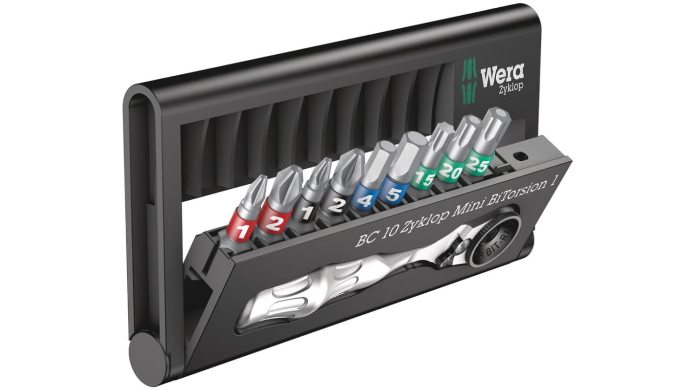 Wera Schlitz, Sechskant, PHILLIPS®, POZIDRIV, TORX® 25 mm, 10-teilig