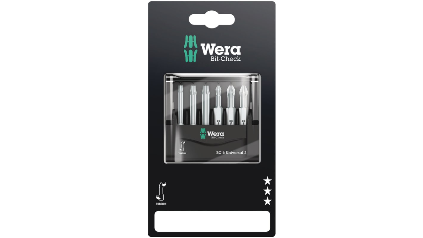 Wera 6 Pieces, Phillips, Pozidriv, Torx