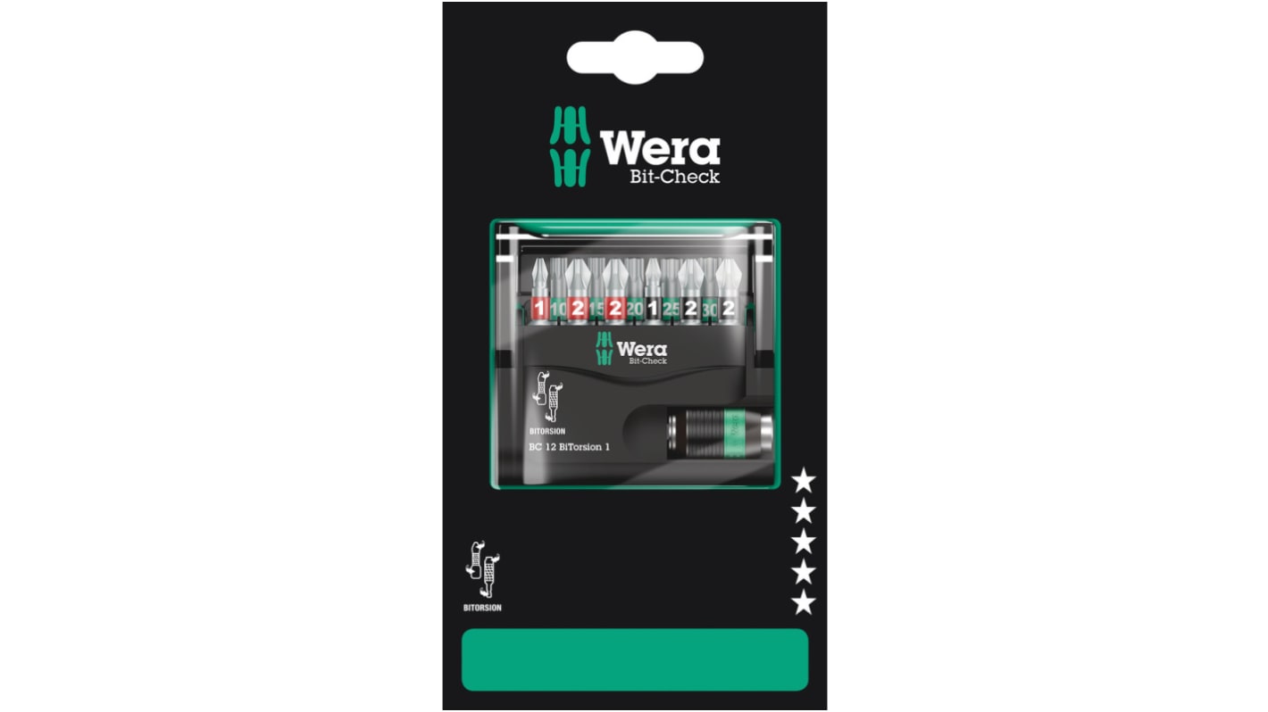 Wera 12 Pieces, Hexagon, Phillips, Pozidriv, Torx