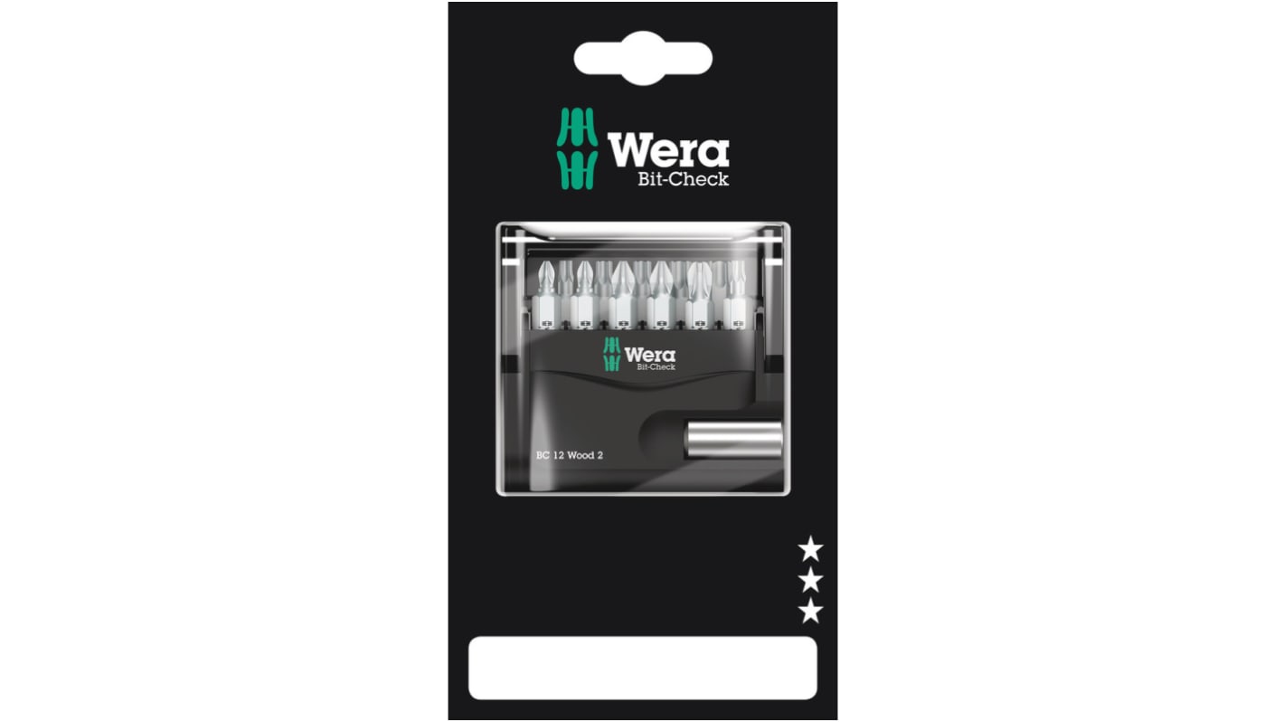 Wera PHILLIPS®, POZIDRIV, TORX® 25 mm, 12-teilig