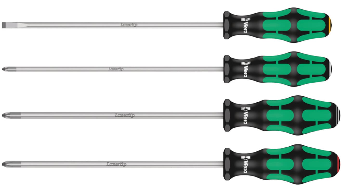 Wera Phillips; Pozidriv; Slotted Screwdriver Set, 4-Piece