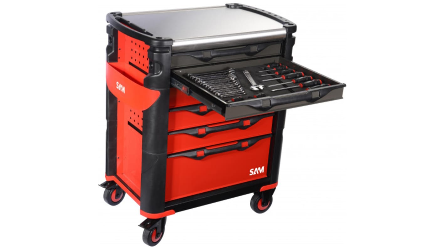 416-135M | SAM 6 drawer Steel Wheeled Tool Cabinet, 1.12m x 1.2m x ...