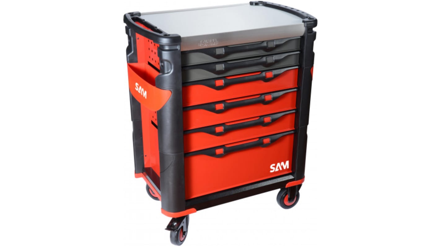 Maleta trolley para herramientas SAM de ABS con 6 cajones, 600mm (l.) x 1.2m (an.) x 1.12m (alt.)