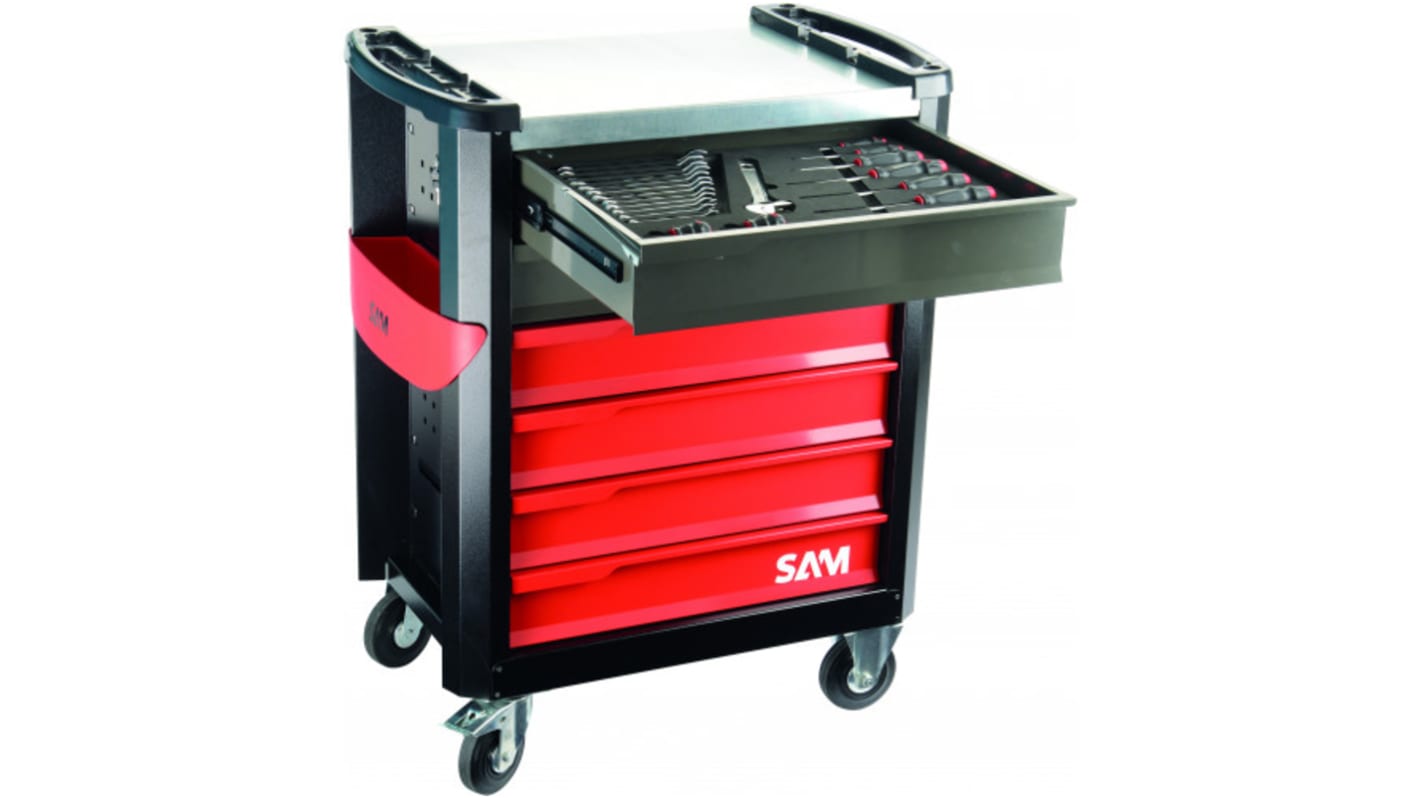 Maleta trolley para herramientas SAM de ABS con 6 cajones, 600mm (l.) x 800mm (an.) x 1.1m (alt.)
