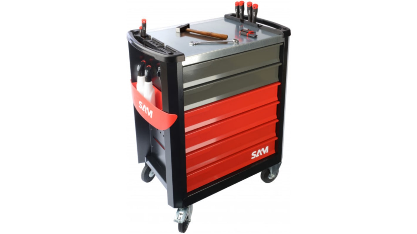 SAM 6 drawer ABS Wheeled Tool Trolley, 1.15m x 840mm x 520mm